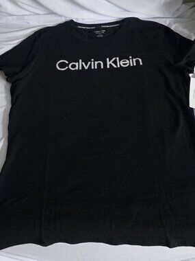 Calvin Klein Performance T-Shirt Black Logo Tee Women New S M L Stretch